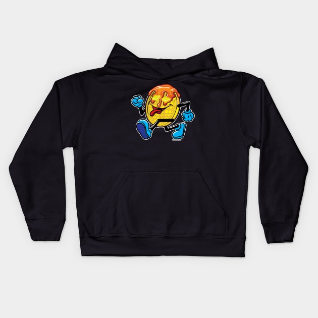 Happy Smiling Plain Waffle Mascot with Maple Syrup and butter Kids Hoodie by eShirtLabs